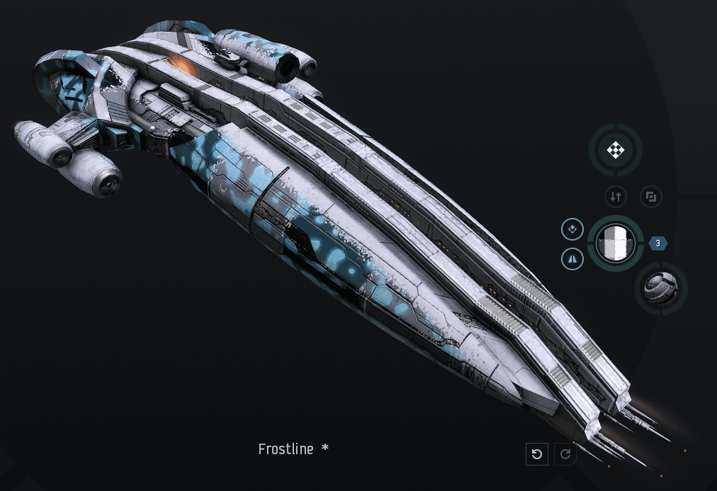 Machariel-class battleship with ice-and-snow patterns.