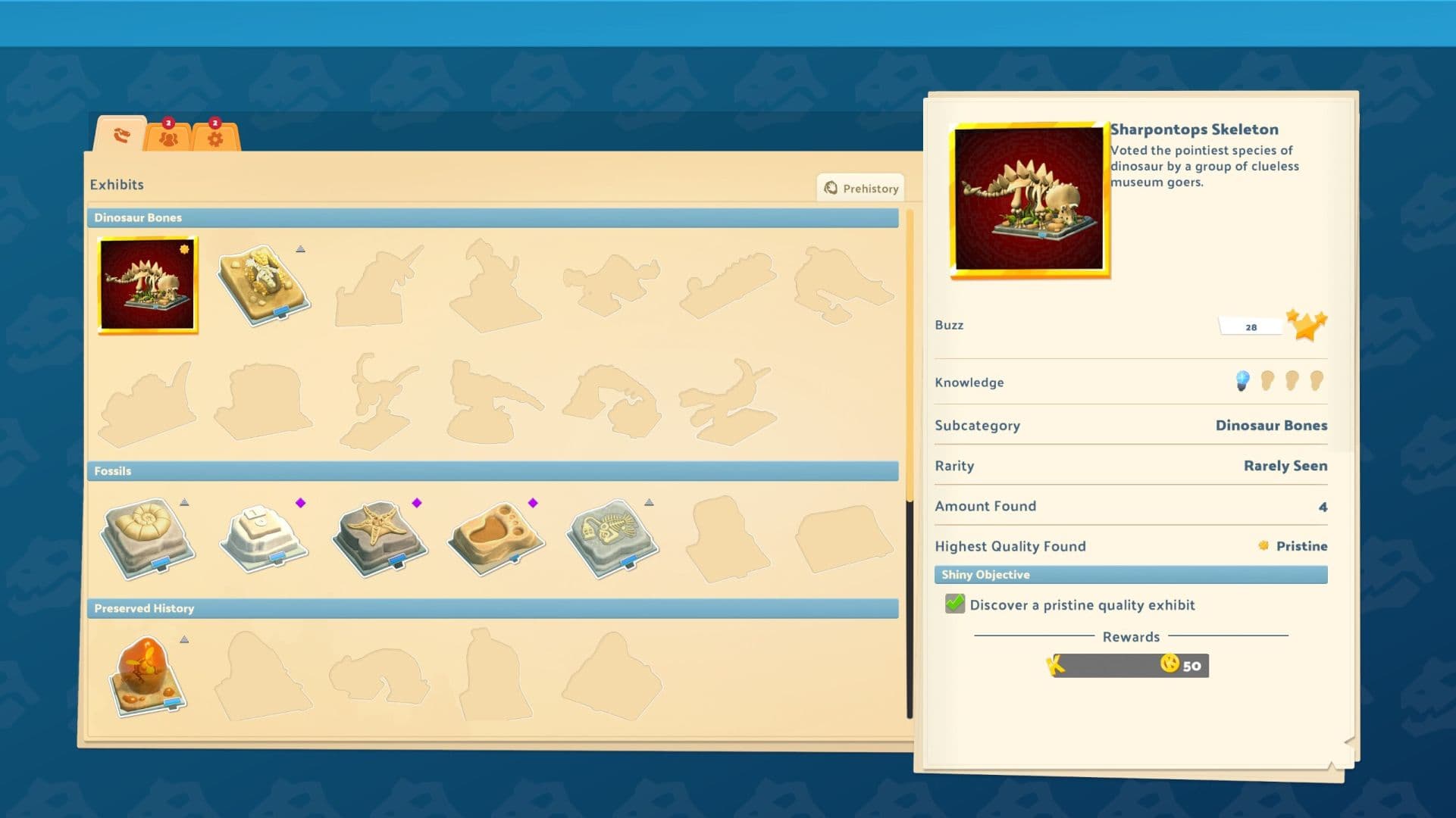 Fill your Two Point Museum sticker book - with shinies!